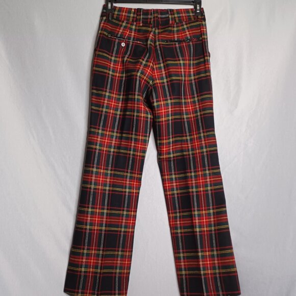 Vintage MUSE'S Pants Men's 30x30 Wool Tartan Plaid Straight Leg 80's Y2K Goth - Picture 2 of 10
